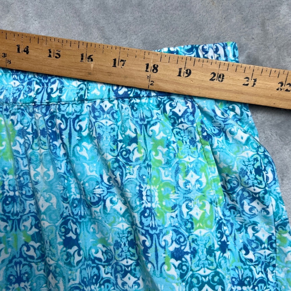 Catherines Wide Leg Pants Cropped 2X Blue Green Medallion Print Rayon Plus Size - Picture 7 of 9